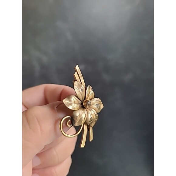 Vintage 12K GF Flower Shaped Brooch - Picture 4 of 10